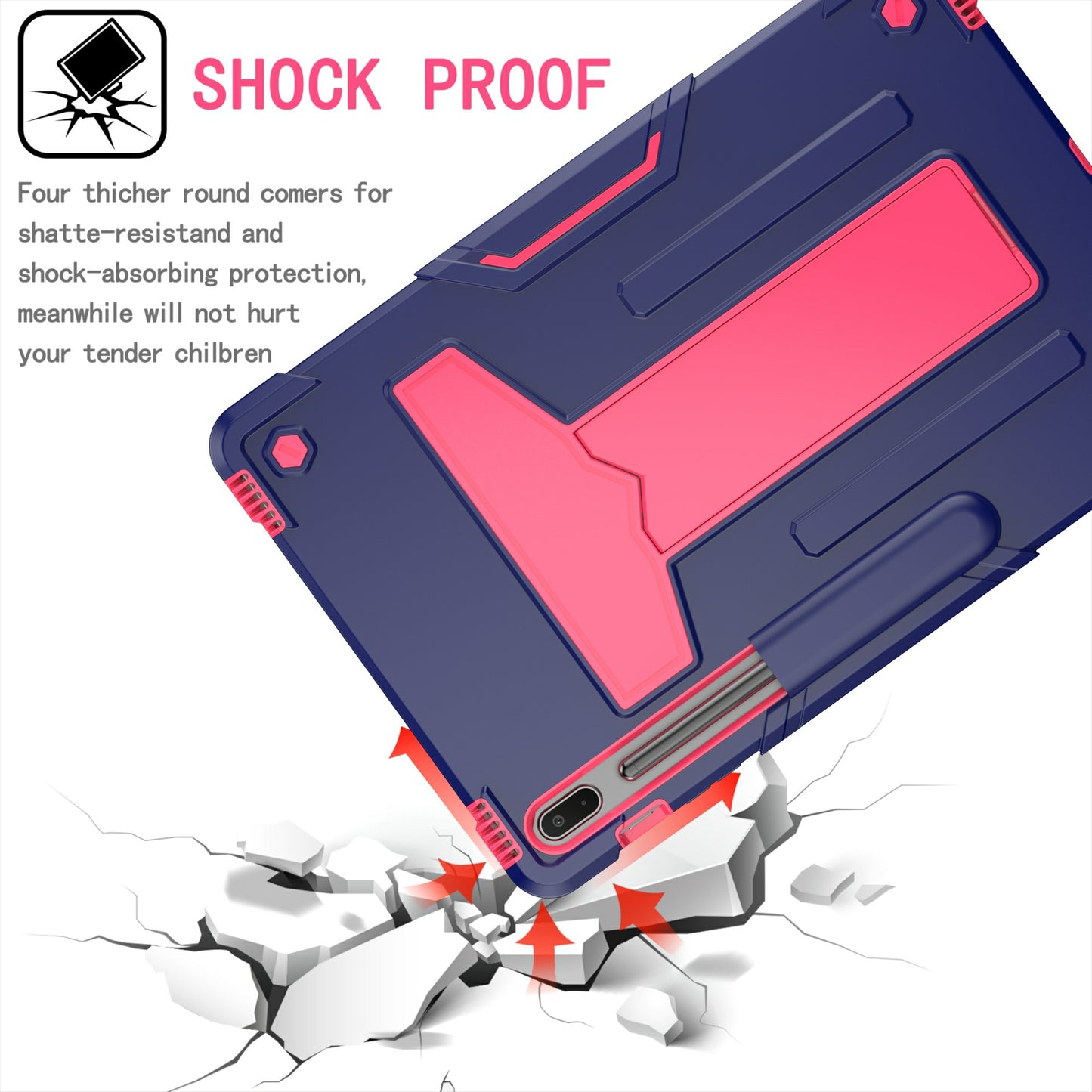 Foldable T-shaped Kickstand PC Silicone Shock-Proof Cover Protector for Samsung Galaxy Tab S7 FE