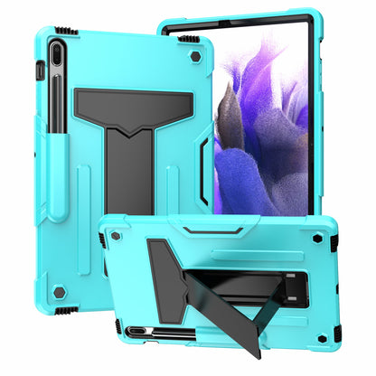 Foldable T-shaped Kickstand PC Silicone Shock-Proof Cover Protector for Samsung Galaxy Tab S7 FE