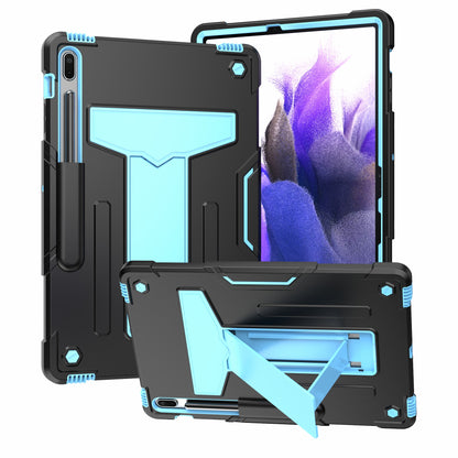 Foldable T-shaped Kickstand PC Silicone Shock-Proof Cover Protector for Samsung Galaxy Tab S7 FE