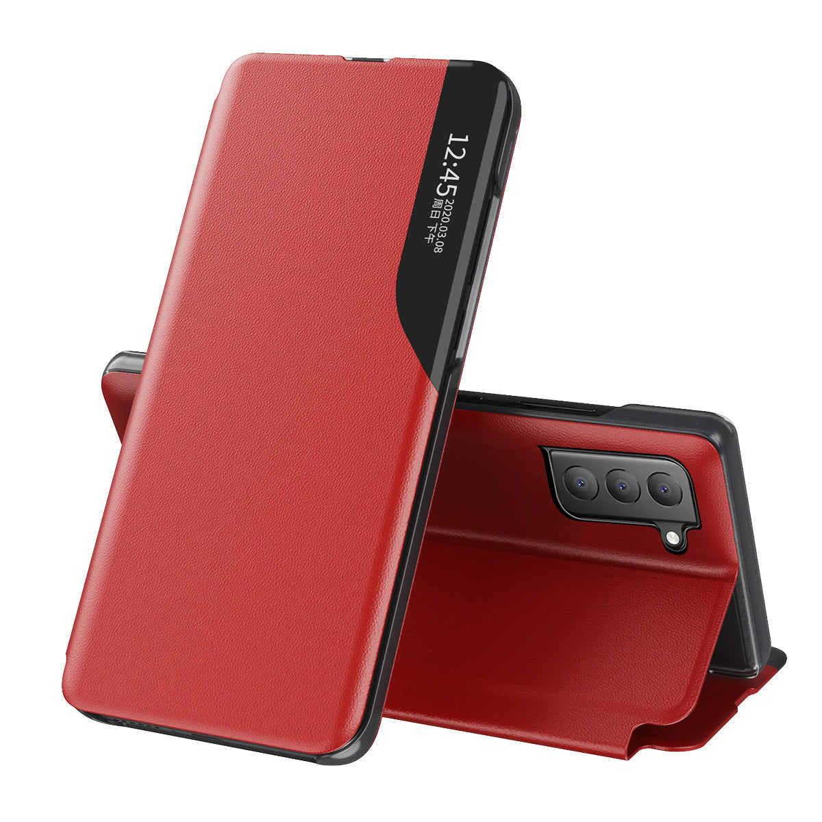 Full Protection Flip Leather View Window Phone Stand Case Cover for Samsung Galaxy S21 FE