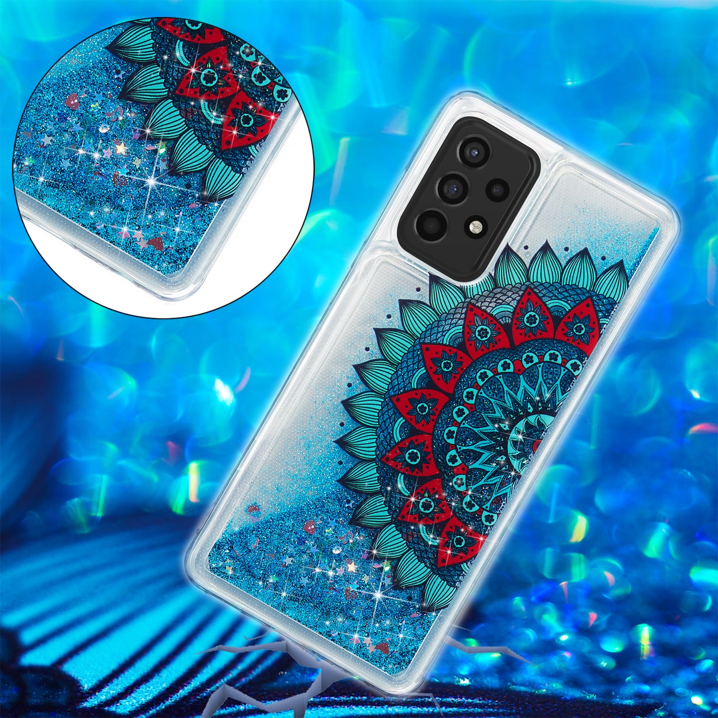 Stylish Pattern Printing Shiny Powder Quicksand TPU Case for Samsung Galaxy A52 4G/5G / A52s 5G