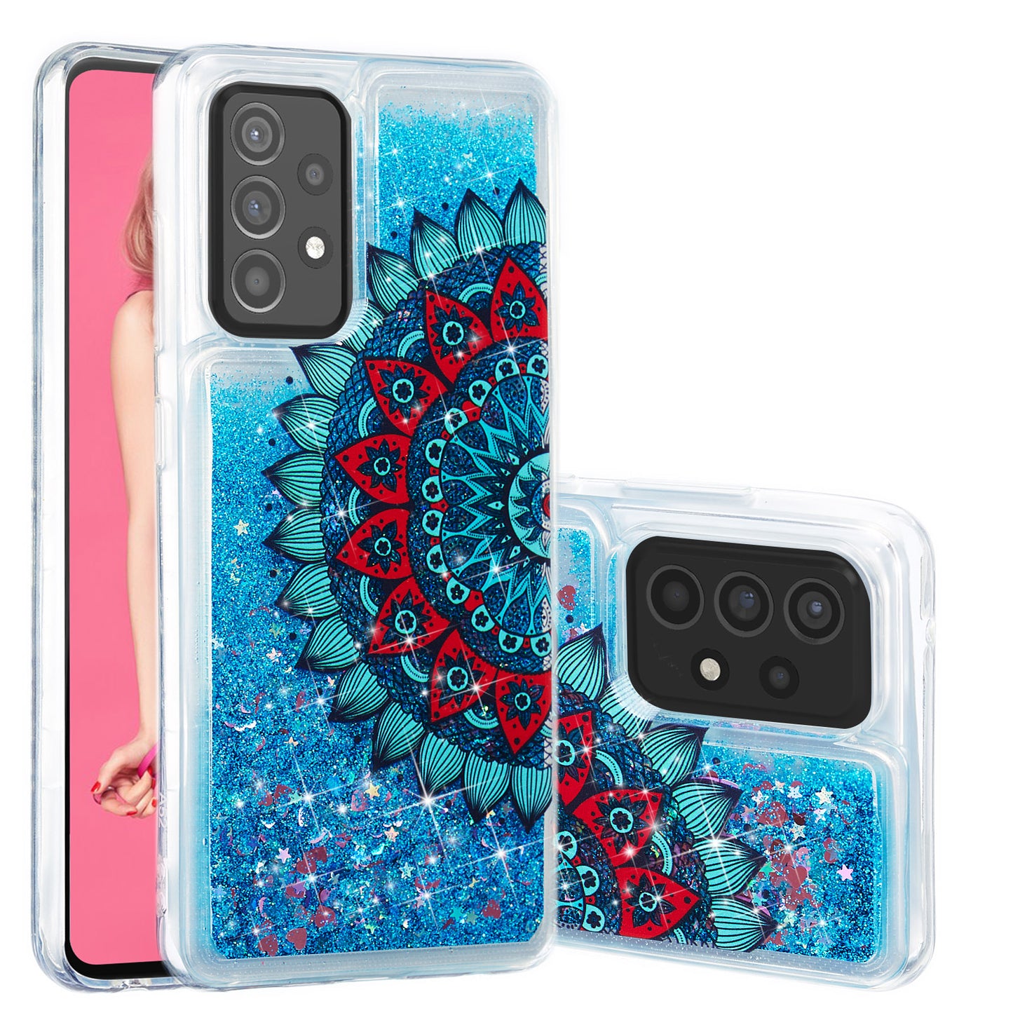 Stylish Pattern Printing Shiny Powder Quicksand TPU Case for Samsung Galaxy A52 4G/5G / A52s 5G