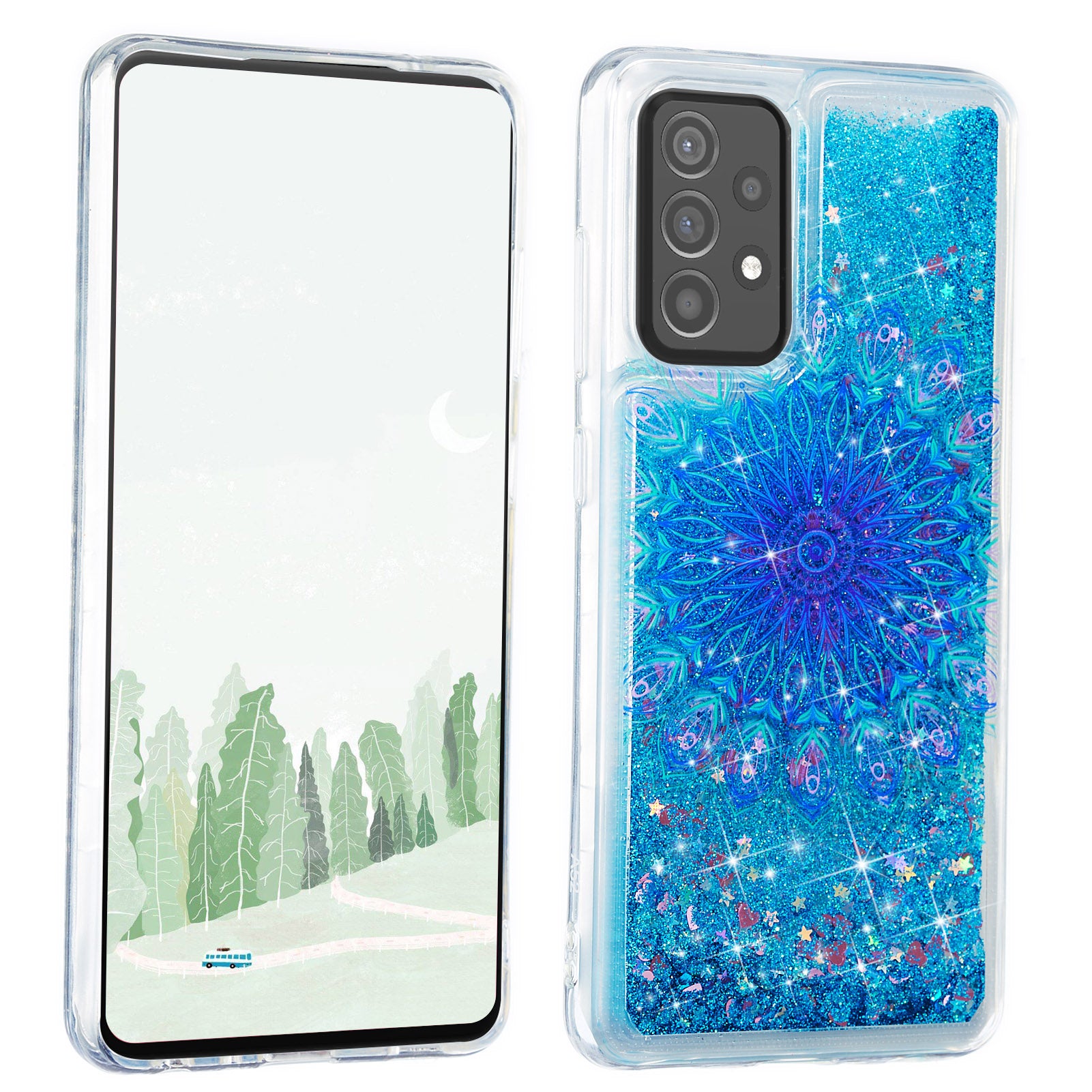 Stylish Pattern Printing Shiny Powder Quicksand TPU Case for Samsung Galaxy A52 4G/5G / A52s 5G