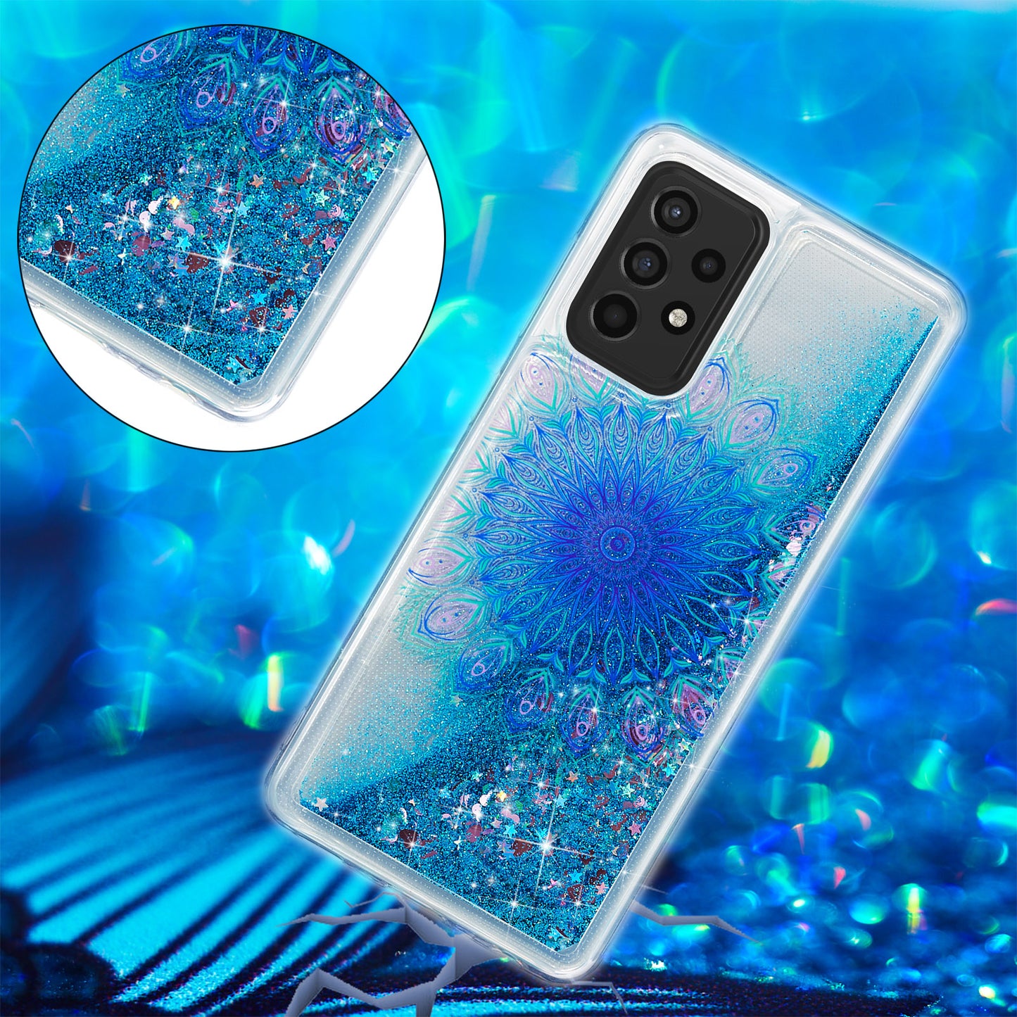 Stylish Pattern Printing Shiny Powder Quicksand TPU Case for Samsung Galaxy A52 4G/5G / A52s 5G