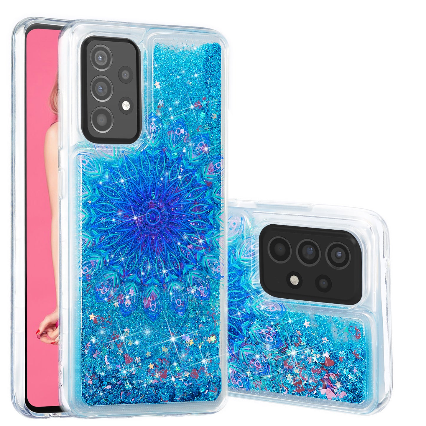 Stylish Pattern Printing Shiny Powder Quicksand TPU Case for Samsung Galaxy A52 4G/5G / A52s 5G