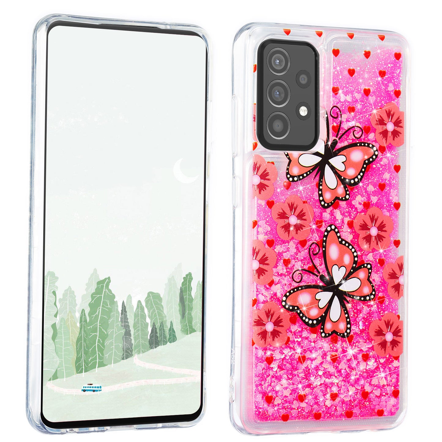Stylish Pattern Printing Shiny Powder Quicksand TPU Case for Samsung Galaxy A52 4G/5G / A52s 5G