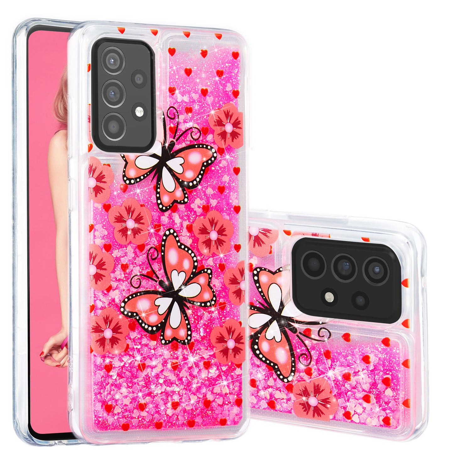 Stylish Pattern Printing Shiny Powder Quicksand TPU Case for Samsung Galaxy A52 4G/5G / A52s 5G