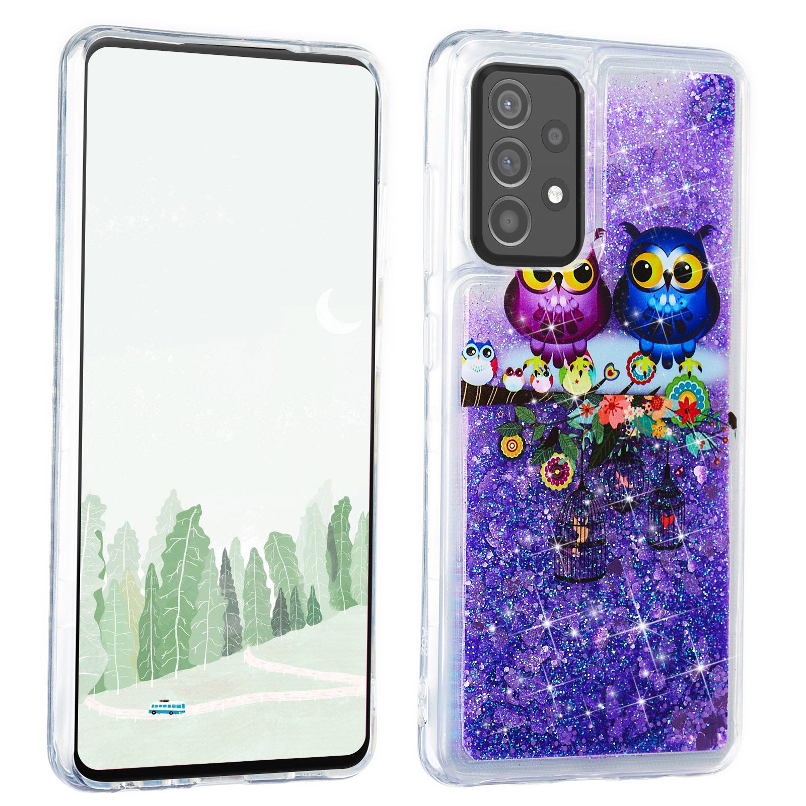 Stylish Pattern Printing Shiny Powder Quicksand TPU Case for Samsung Galaxy A52 4G/5G / A52s 5G