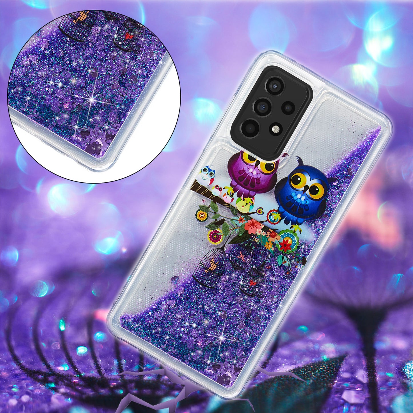 Stylish Pattern Printing Shiny Powder Quicksand TPU Case for Samsung Galaxy A52 4G/5G / A52s 5G
