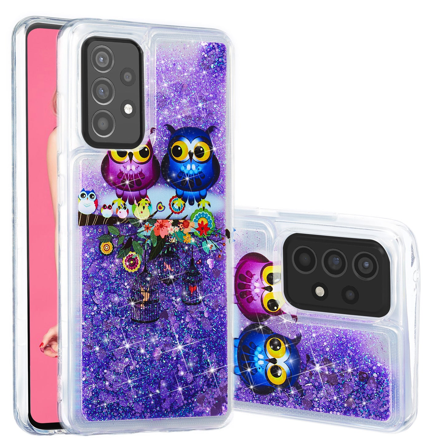 Stylish Pattern Printing Shiny Powder Quicksand TPU Case for Samsung Galaxy A52 4G/5G / A52s 5G
