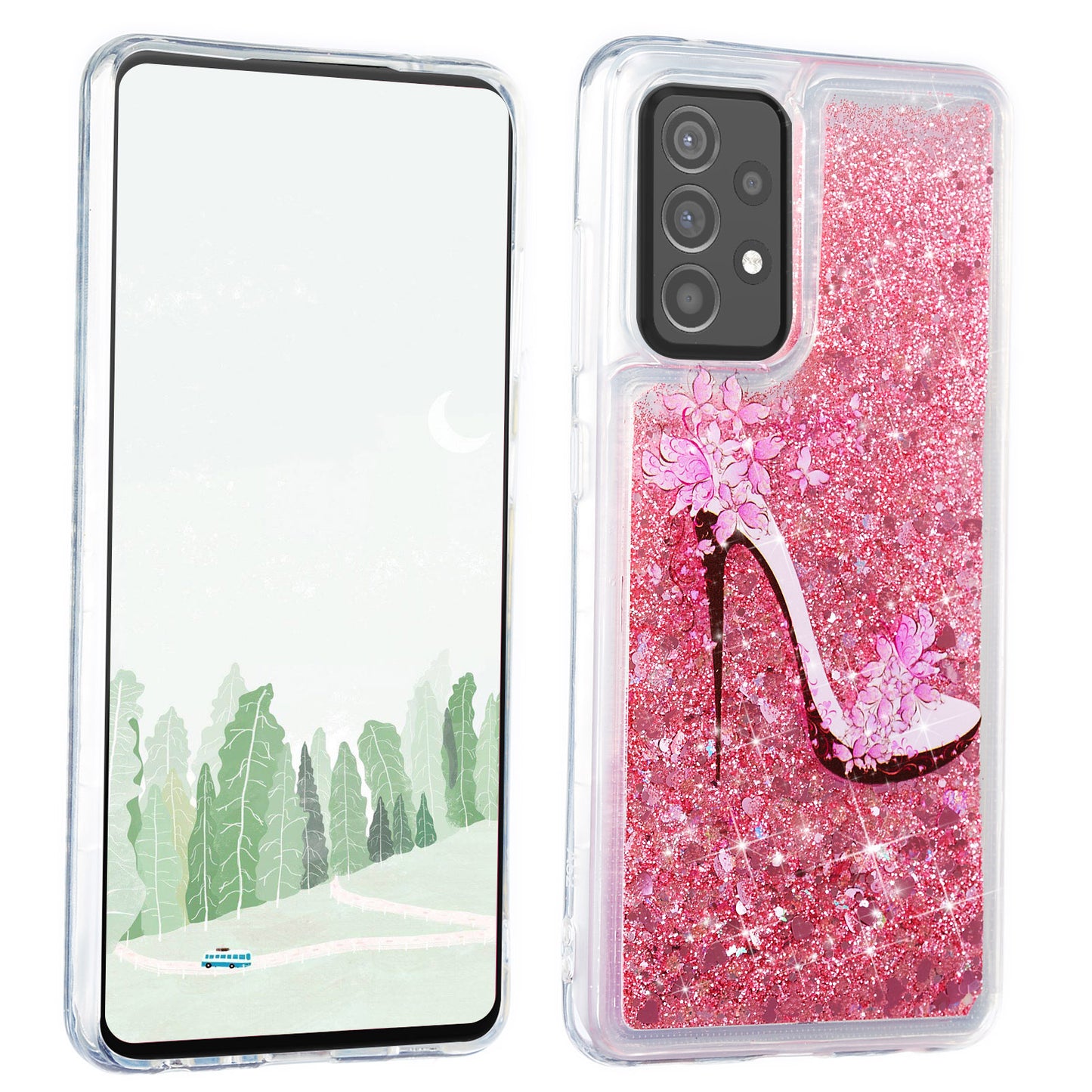 Stylish Pattern Printing Shiny Powder Quicksand TPU Case for Samsung Galaxy A52 4G/5G / A52s 5G