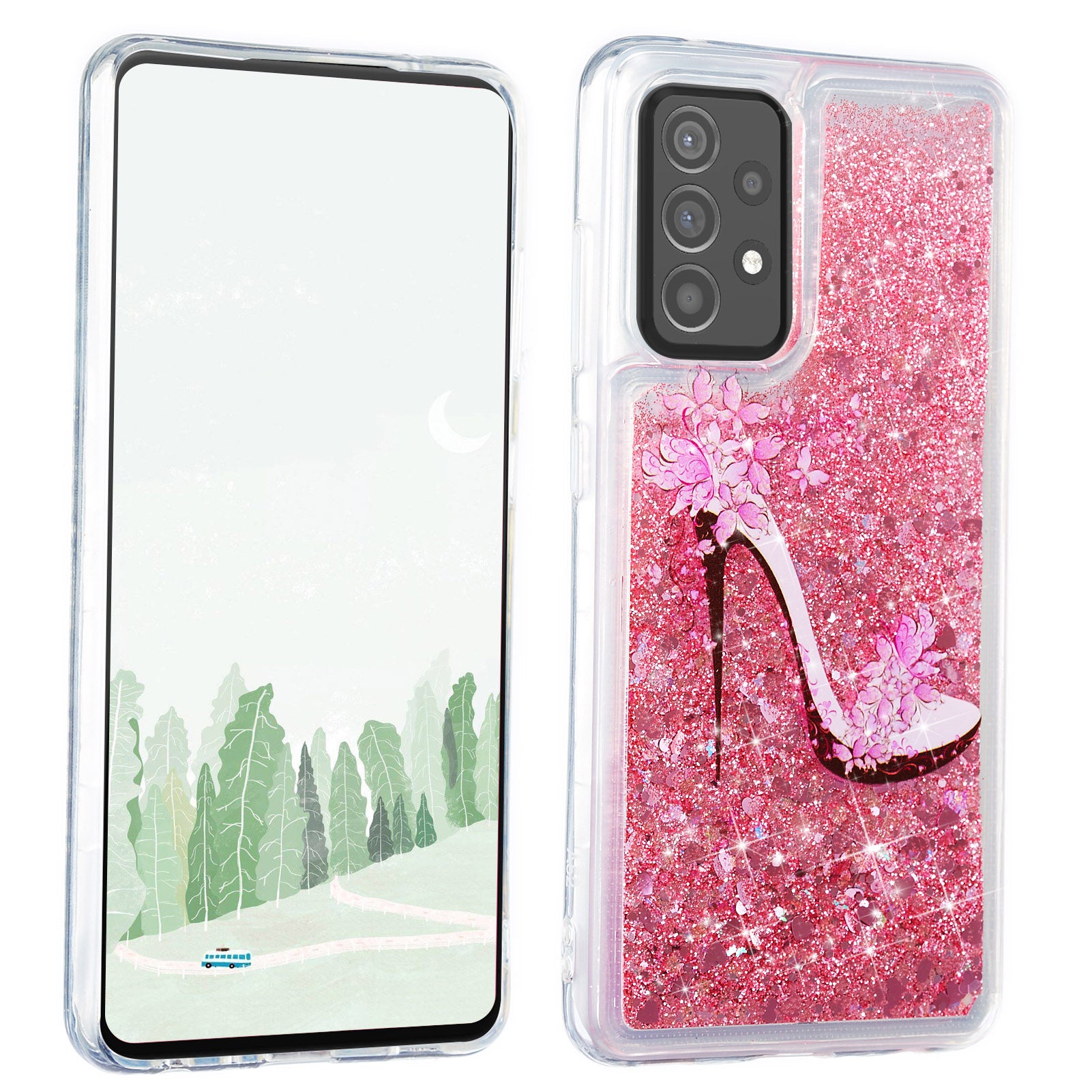 Stylish Pattern Printing Shiny Powder Quicksand TPU Case for Samsung Galaxy A52 4G/5G / A52s 5G