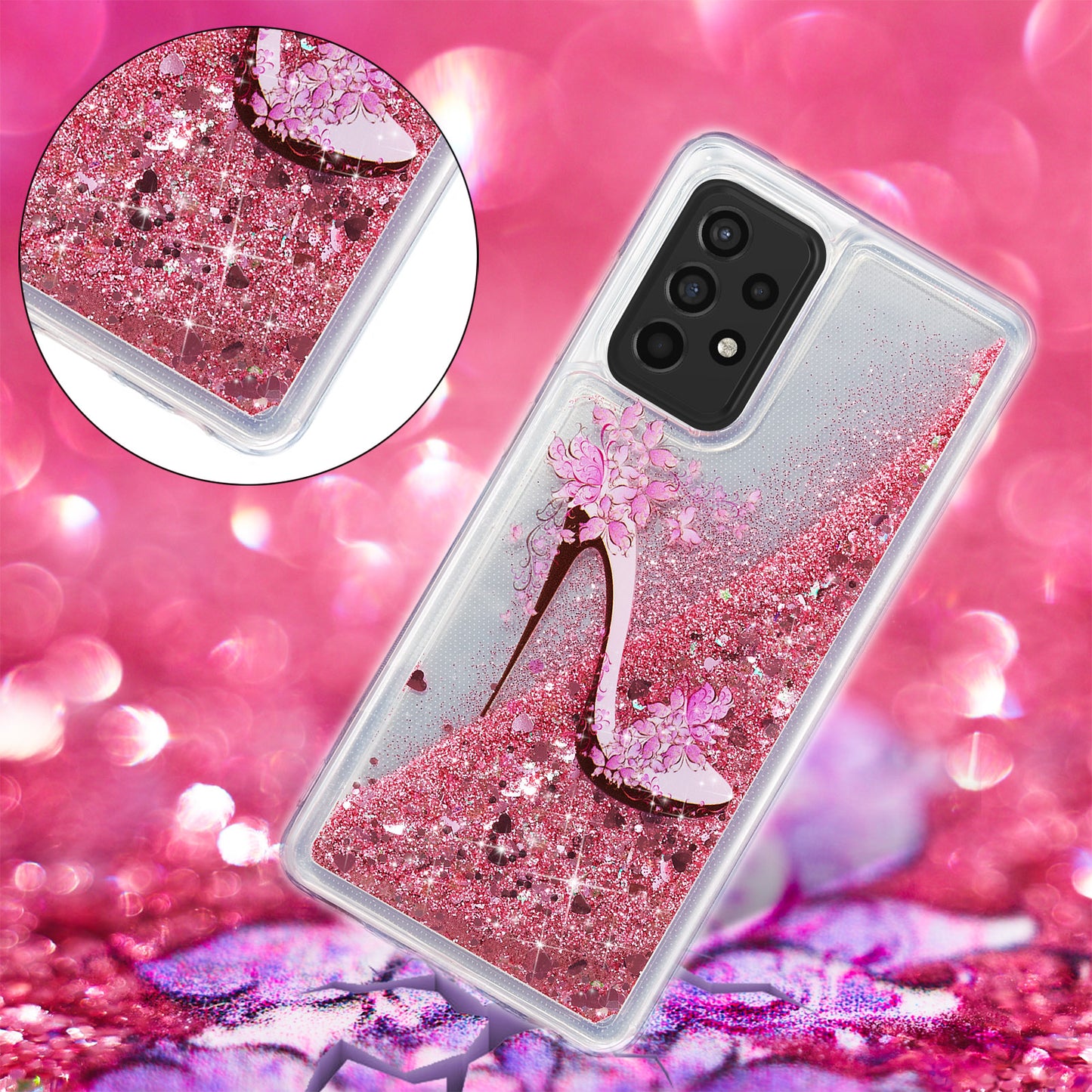 Stylish Pattern Printing Shiny Powder Quicksand TPU Case for Samsung Galaxy A52 4G/5G / A52s 5G