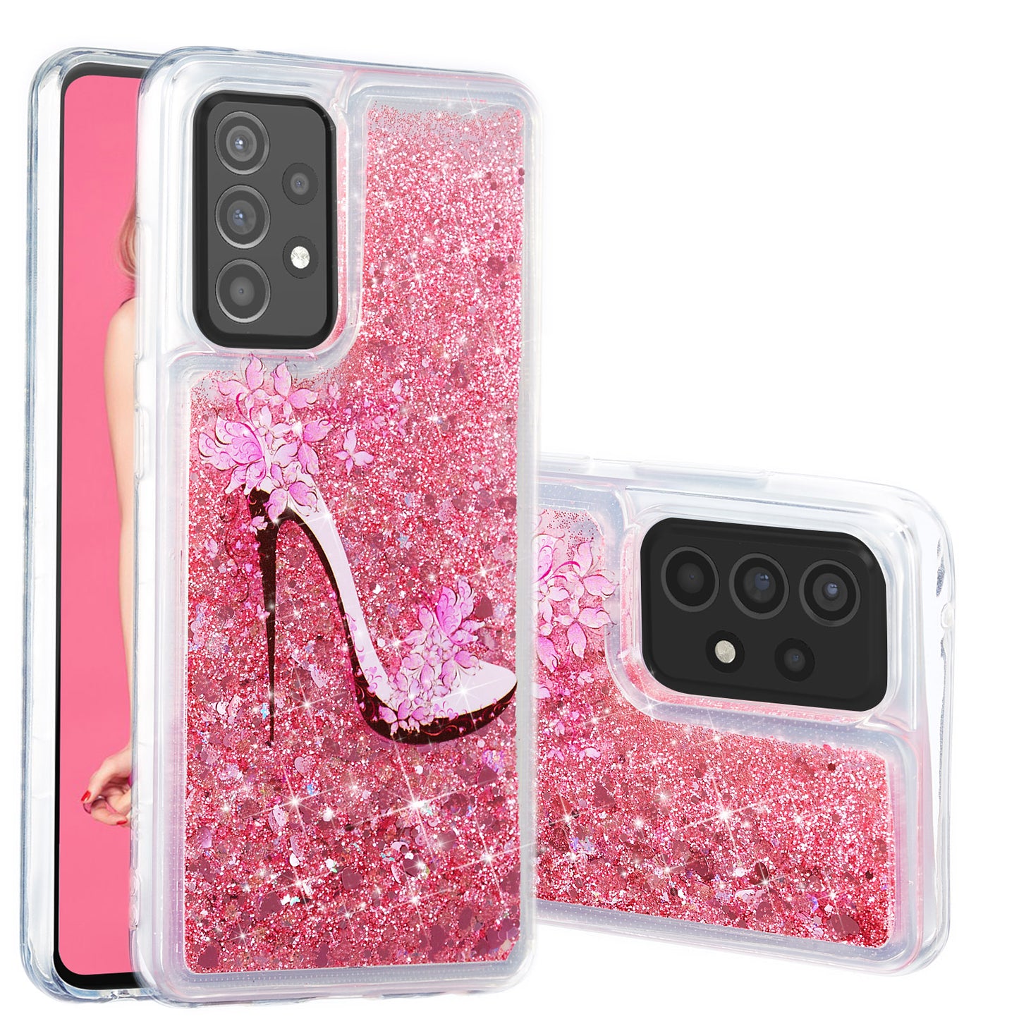 Stylish Pattern Printing Shiny Powder Quicksand TPU Case for Samsung Galaxy A52 4G/5G / A52s 5G