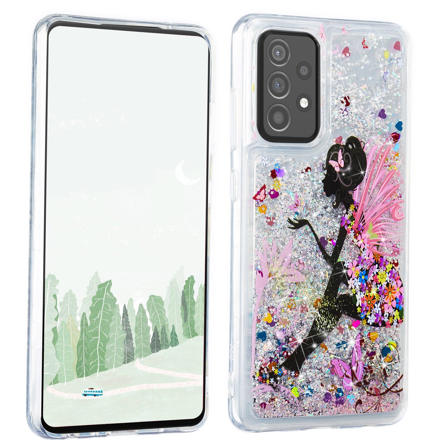 Stylish Pattern Printing Shiny Powder Quicksand TPU Case for Samsung Galaxy A52 4G/5G / A52s 5G