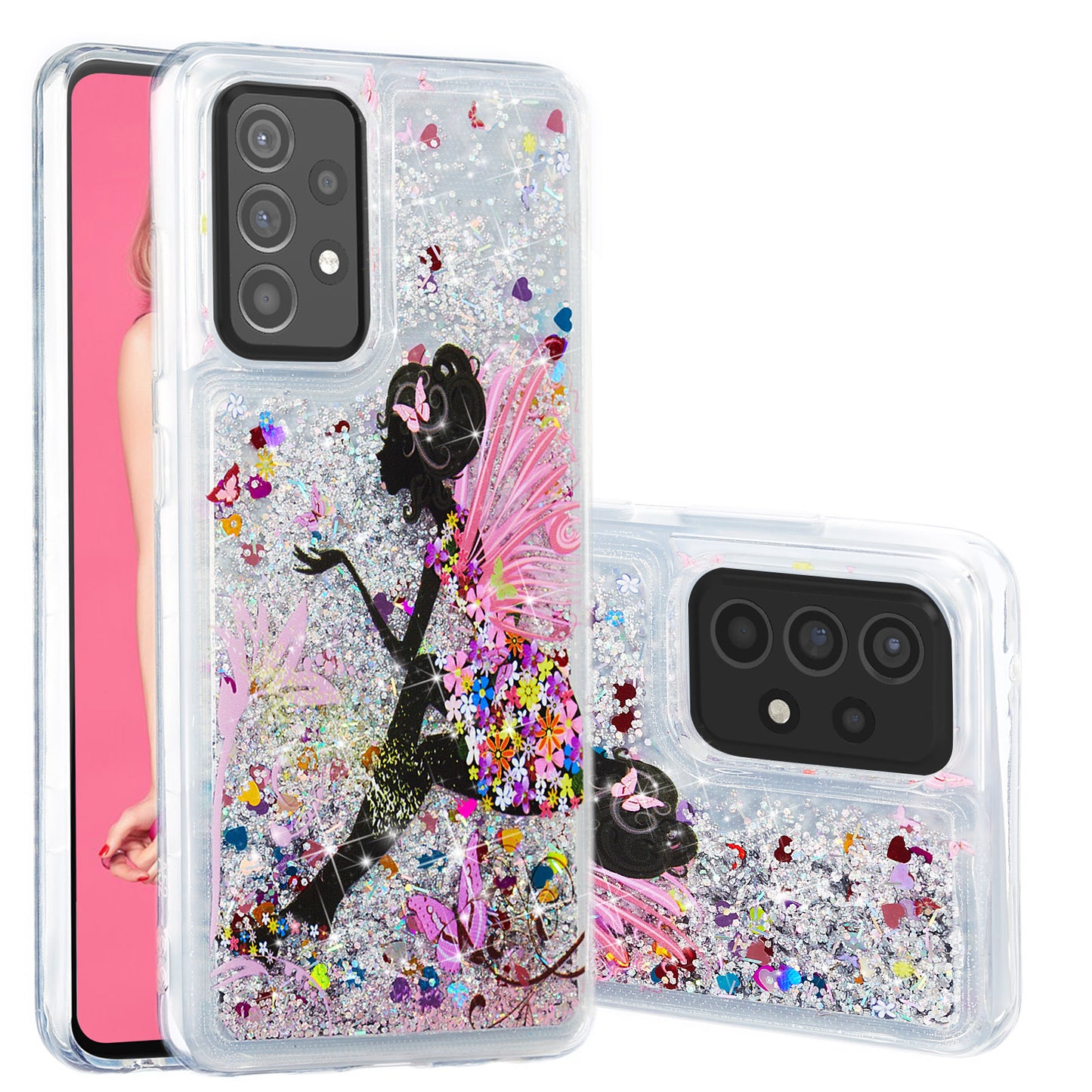 Stylish Pattern Printing Shiny Powder Quicksand TPU Case for Samsung Galaxy A52 4G/5G / A52s 5G