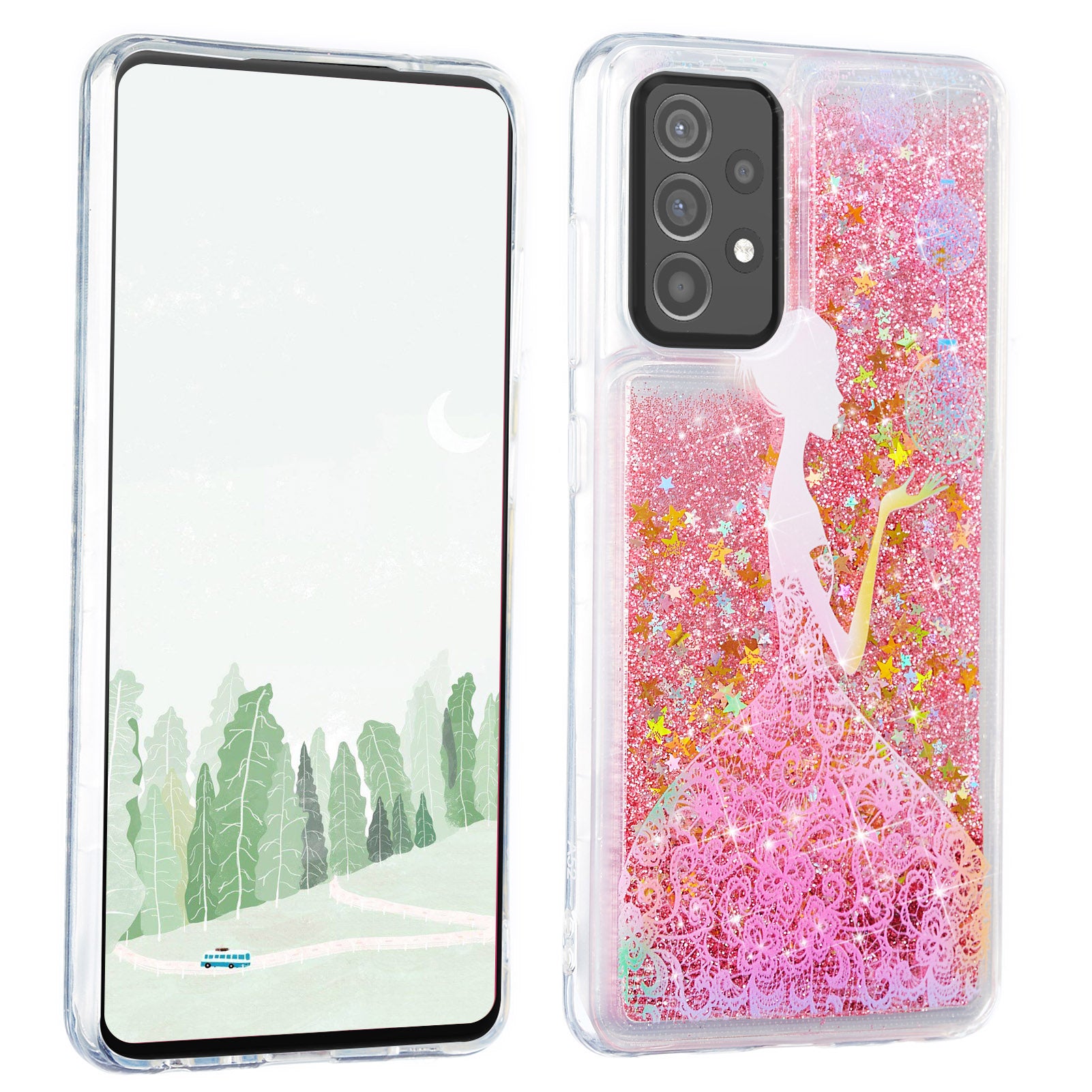 Stylish Pattern Printing Shiny Powder Quicksand TPU Case for Samsung Galaxy A52 4G/5G / A52s 5G