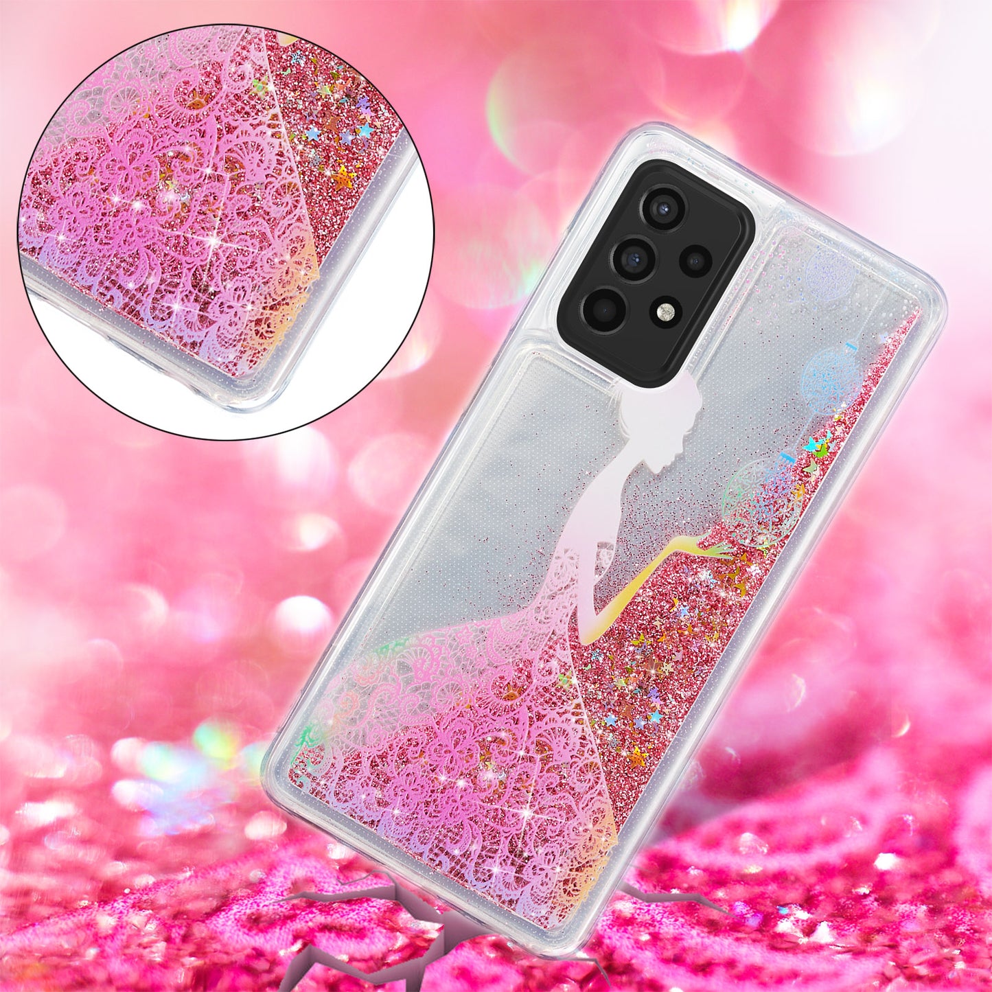 Stylish Pattern Printing Shiny Powder Quicksand TPU Case for Samsung Galaxy A52 4G/5G / A52s 5G