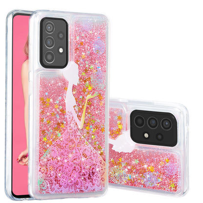 Stylish Pattern Printing Shiny Powder Quicksand TPU Case for Samsung Galaxy A52 4G/5G / A52s 5G