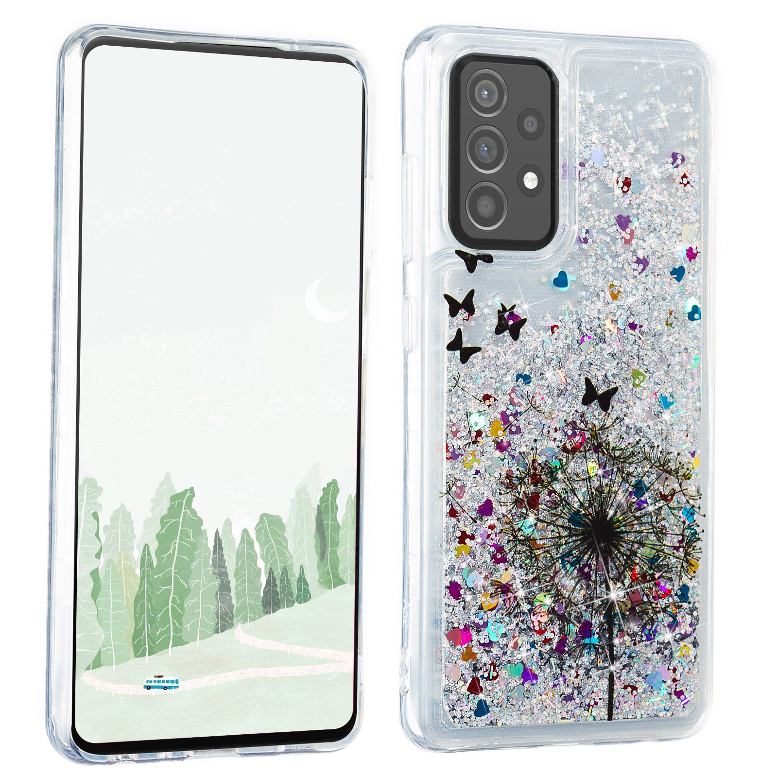 Stylish Pattern Printing Shiny Powder Quicksand TPU Case for Samsung Galaxy A52 4G/5G / A52s 5G