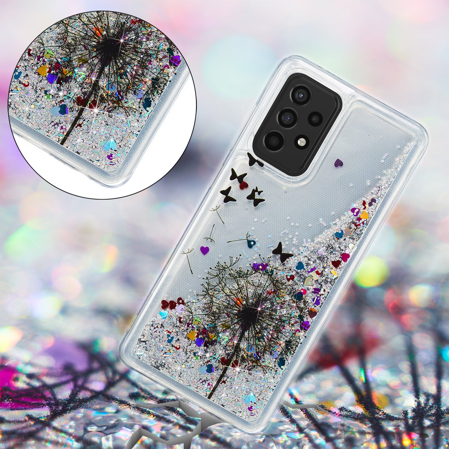 Stylish Pattern Printing Shiny Powder Quicksand TPU Case for Samsung Galaxy A52 4G/5G / A52s 5G