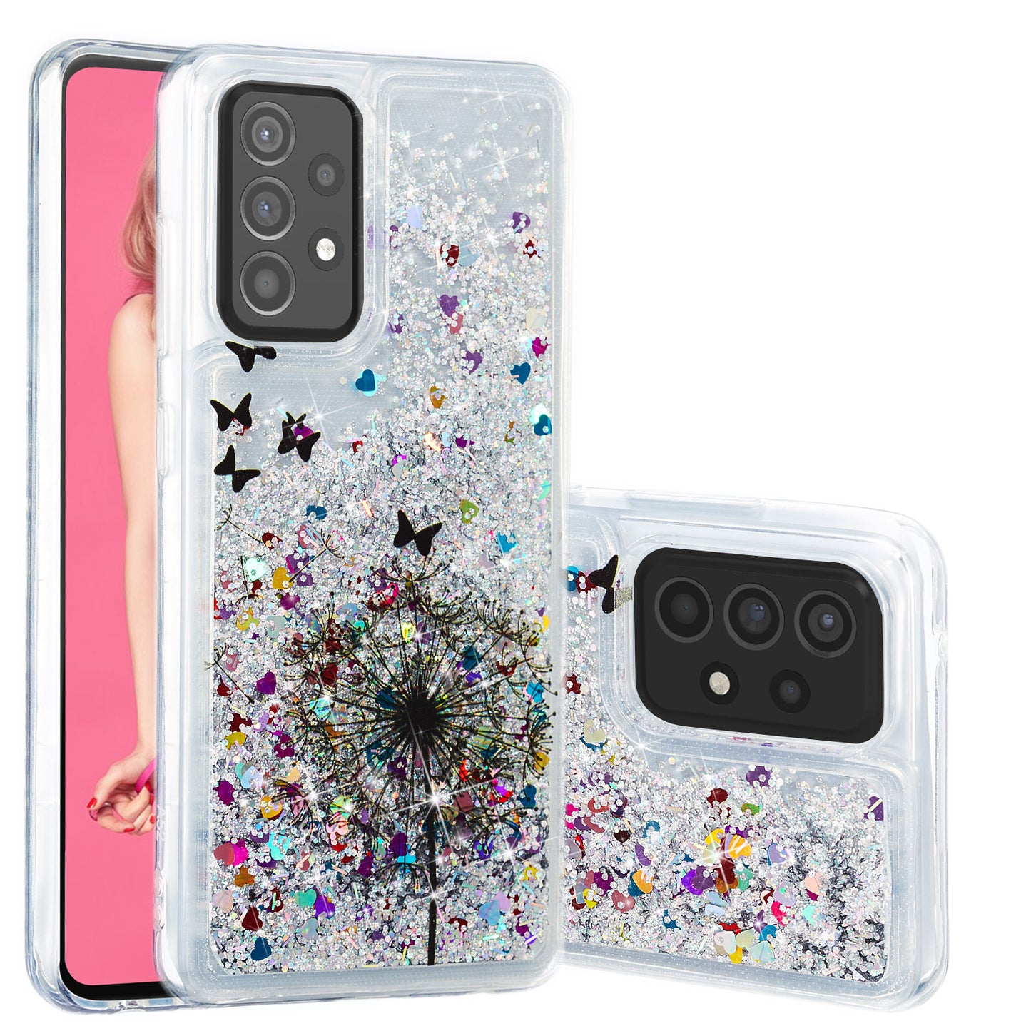 Stylish Pattern Printing Shiny Powder Quicksand TPU Case for Samsung Galaxy A52 4G/5G / A52s 5G