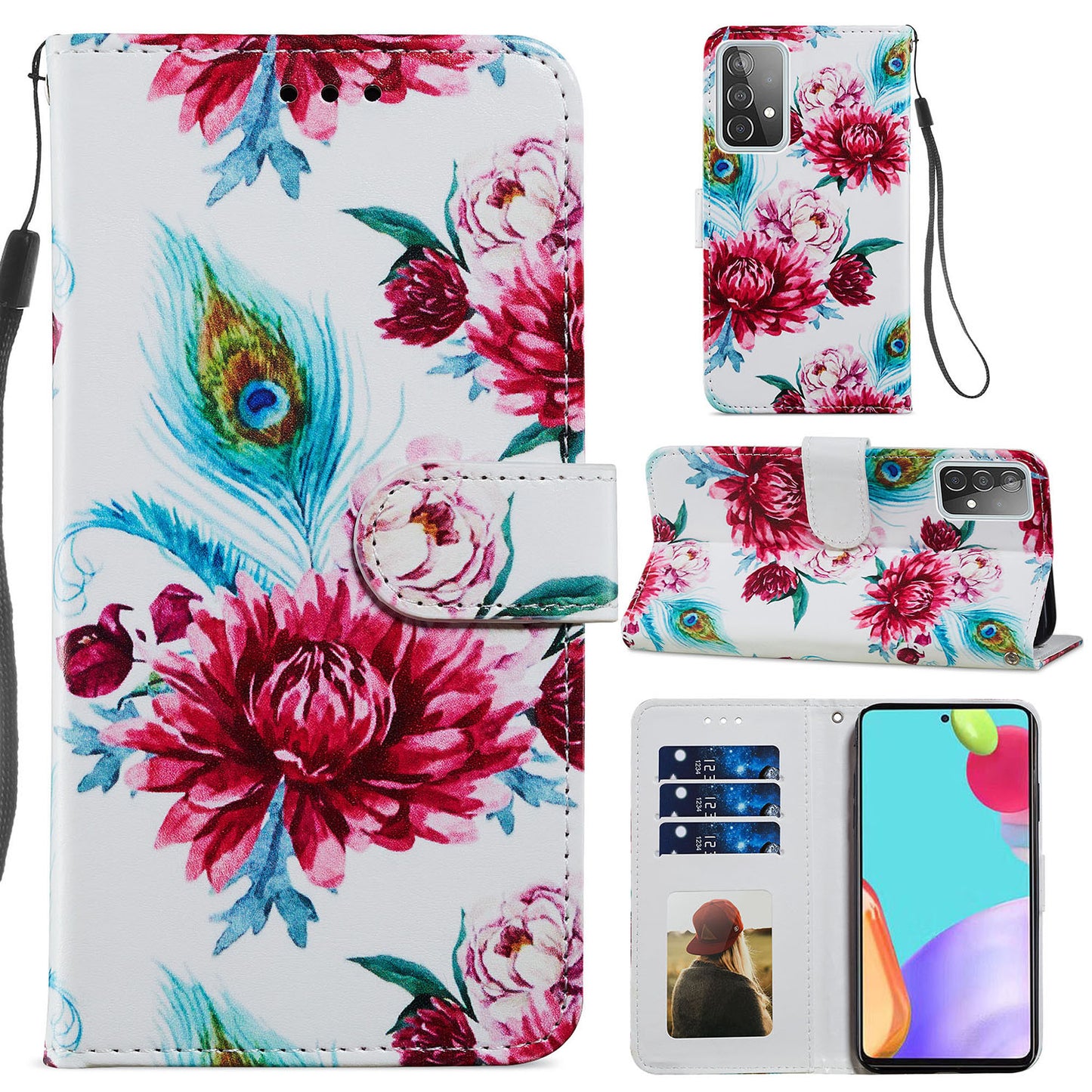 Pattern Printing Magnetic Clasp Wallet Design Leather Phone Case Cover with Stand for Samsung Galaxy A52 4G/5G / A52s 5G