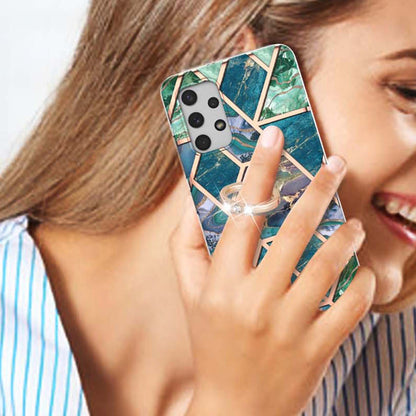 2.0mm IMD IML Electroplating Marble Pattern Shell Kickstand Phone Case for Samsung Galaxy A32 4G (EU Version)