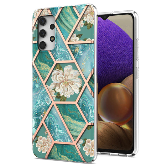 2.0mm IMD IML Electroplating Shell Flower Marble Pattern Phone Back Case for Samsung Galaxy A32 4G (EU Version)