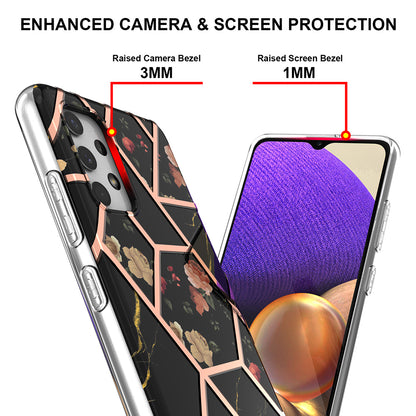2.0mm IMD IML Electroplating Shell Flower Marble Pattern Phone Back Case for Samsung Galaxy A32 4G (EU Version)