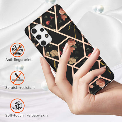 2.0mm IMD IML Electroplating Shell Flower Marble Pattern Phone Back Case for Samsung Galaxy A32 4G (EU Version)