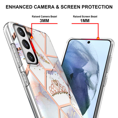 2.0mm IMD IML Electroplating Marble Phone Case Flower Pattern Shell for Samsung Galaxy S21 5G/4G