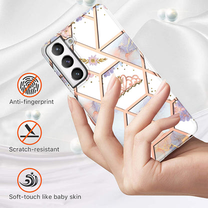 2.0mm IMD IML Electroplating Marble Phone Case Flower Pattern Shell for Samsung Galaxy S21 5G/4G