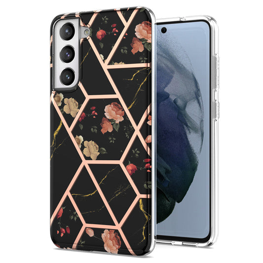 2.0mm IMD IML Electroplating Marble Phone Case Flower Pattern Shell for Samsung Galaxy S21 5G/4G