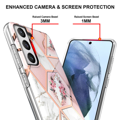 2.0mm IMD IML Electroplating Marble Phone Case Flower Pattern Shell for Samsung Galaxy S21 5G/4G