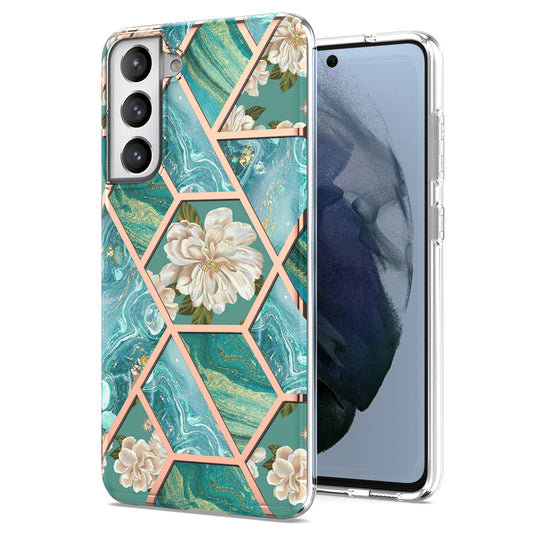 2.0mm IMD IML Electroplating Marble Phone Case Flower Pattern Shell for Samsung Galaxy S21 5G/4G