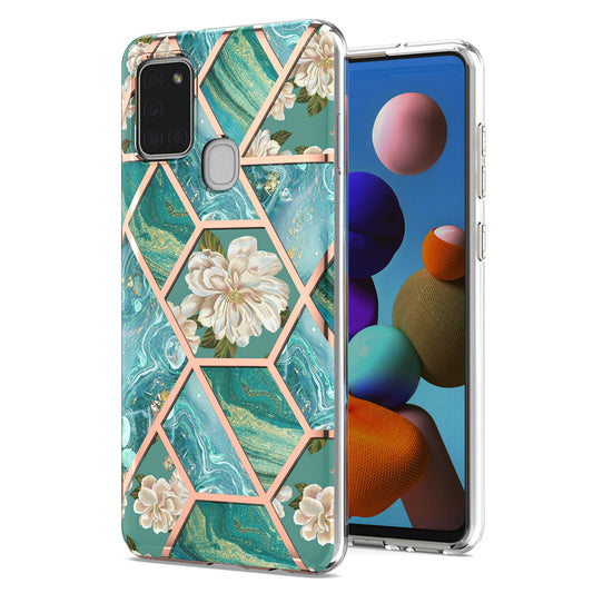2.0mm IMD IML Electroplating Marble Flower Phone TPU Case for Samsung Galaxy A21s