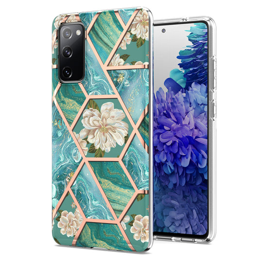 2.0mm IMD IML Flower Pattern Shell Electroplating Marble Phone Case for Samsung Galaxy S20 FE 2022/S20 FE 4G/S20 FE 5G/S20 Lite