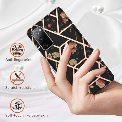 2.0mm IMD IML Flower Pattern Shell Electroplating Marble Phone Case for Samsung Galaxy S20 FE 2022/S20 FE 4G/S20 FE 5G/S20 Lite