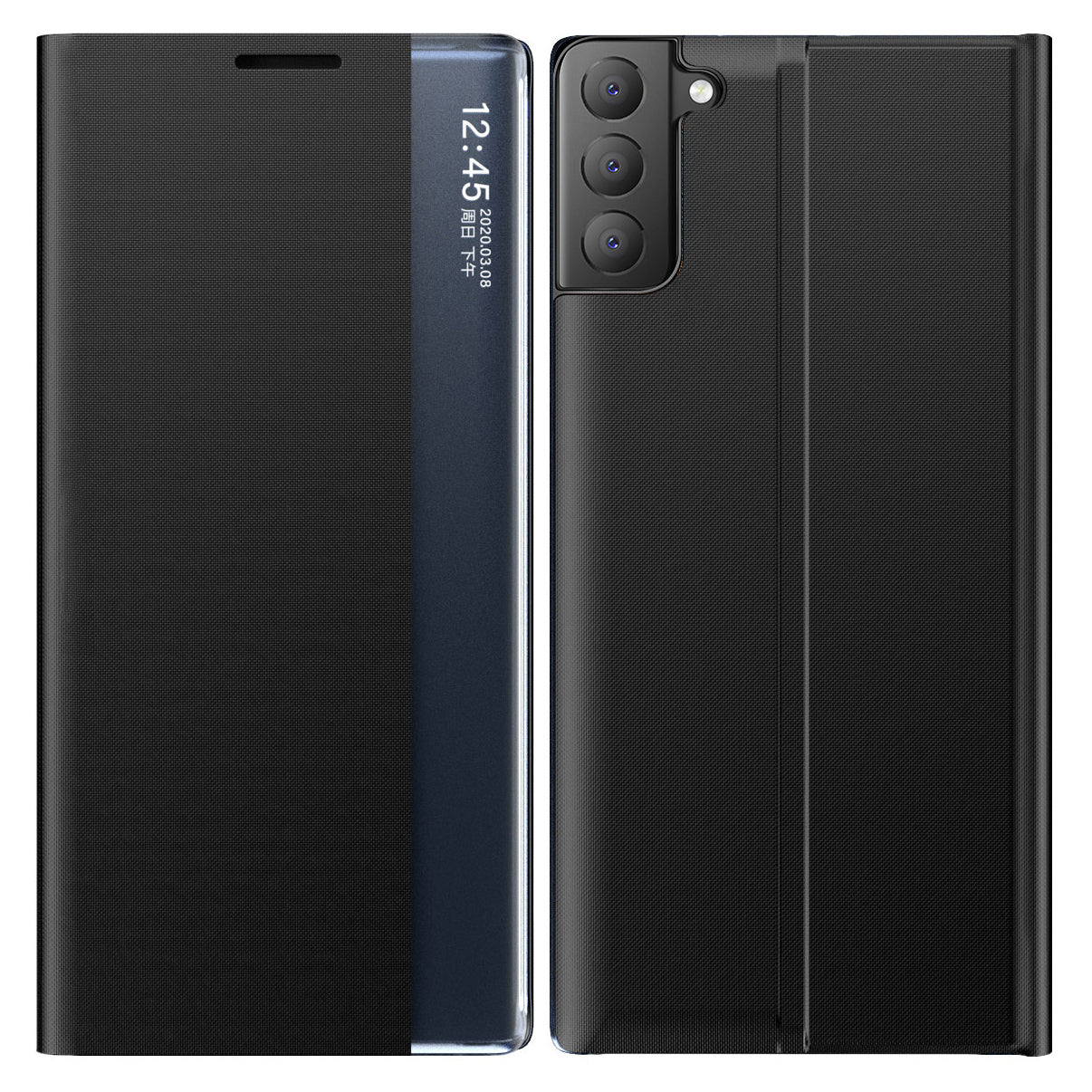 View Window Anti-fall Leather Protective Shell with Stand for Samsung Galaxy S21 FE