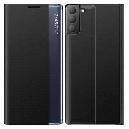 View Window Anti-fall Leather Protective Shell with Stand for Samsung Galaxy S21 FE