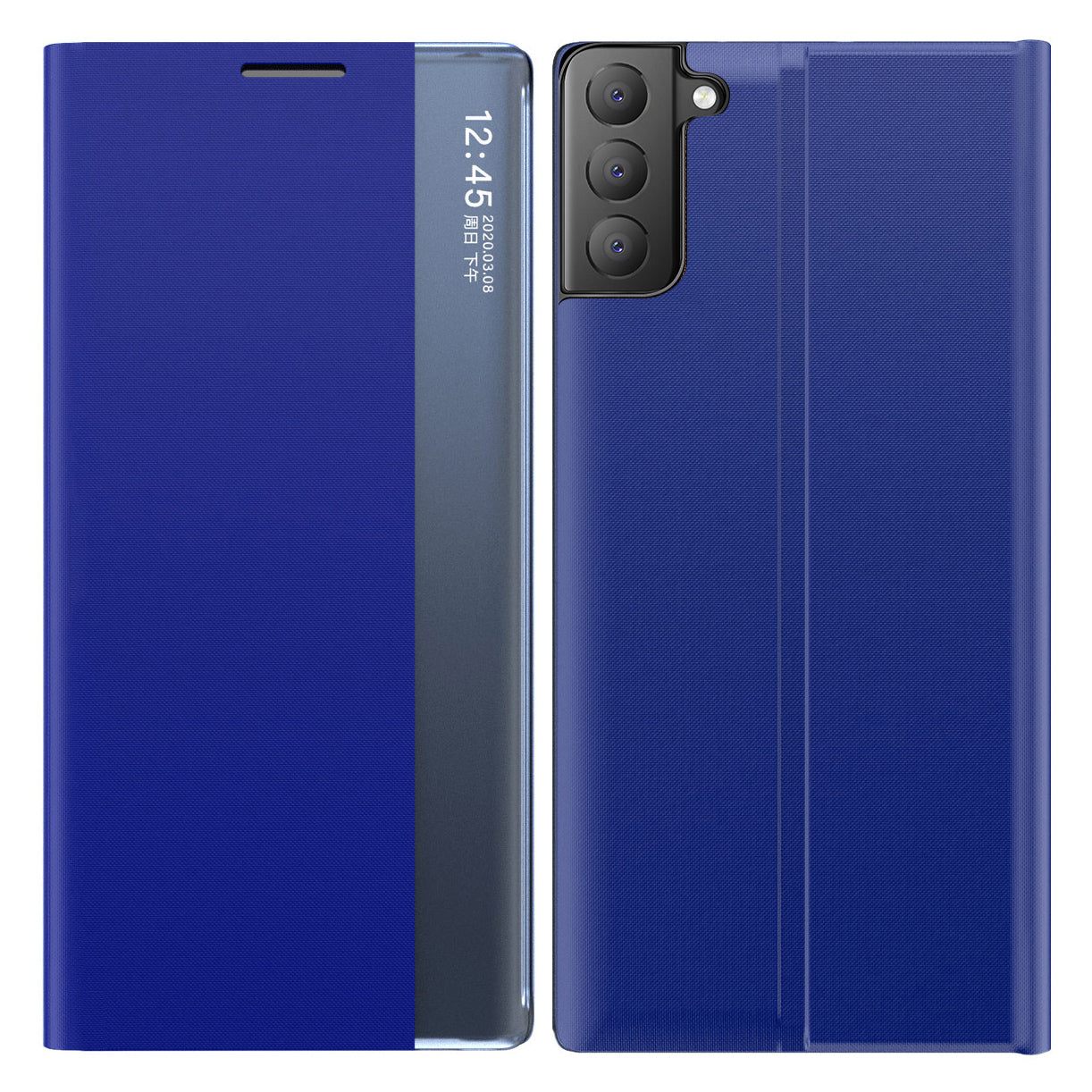 View Window Anti-fall Leather Protective Shell with Stand for Samsung Galaxy S21 FE