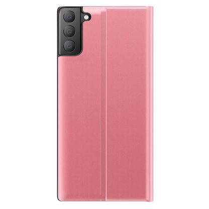 View Window Anti-fall Leather Protective Shell with Stand for Samsung Galaxy S21 FE