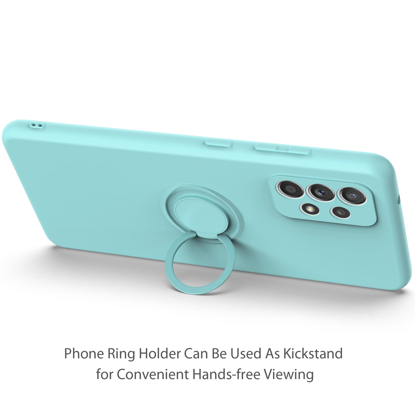 Ring Holder Kickstand Design Liquid Silicone Phone Case with Strap for Samsung Galaxy A52 4G/5G / A52s 5G