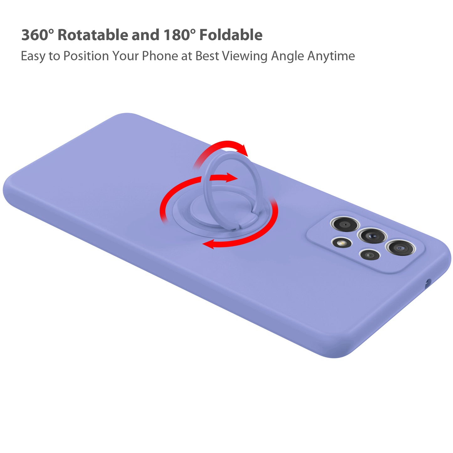 Ring Holder Kickstand Design Liquid Silicone Phone Case with Strap for Samsung Galaxy A52 4G/5G / A52s 5G