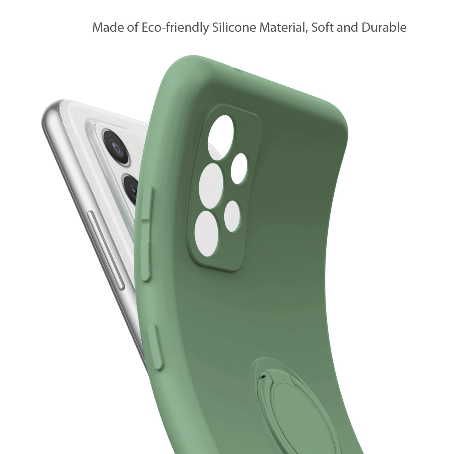 Ring Holder Kickstand Design Liquid Silicone Phone Case with Strap for Samsung Galaxy A52 4G/5G / A52s 5G