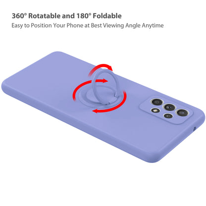 Ring Holder Kickstand Design Liquid Silicone Phone Case with Strap for Samsung Galaxy A52 4G/5G / A52s 5G