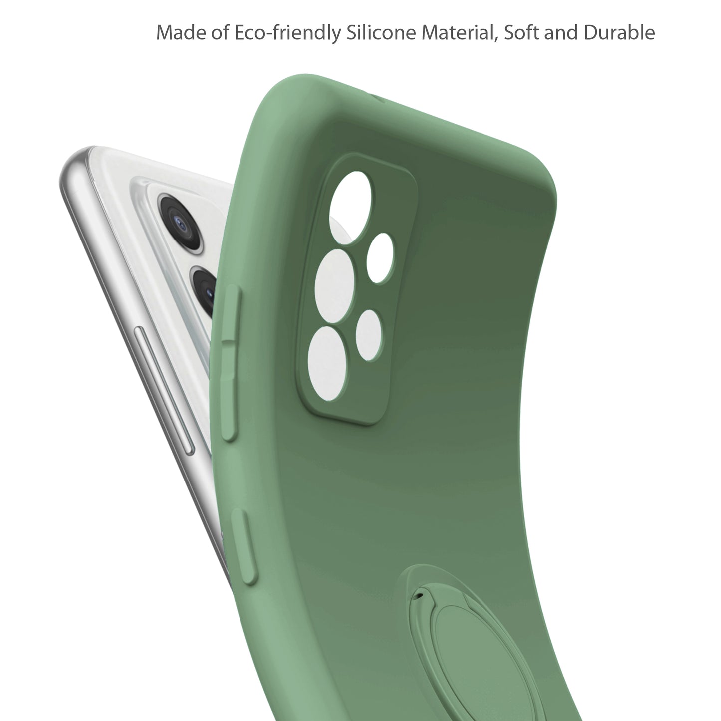 Ring Holder Kickstand Design Liquid Silicone Phone Case with Strap for Samsung Galaxy A52 4G/5G / A52s 5G