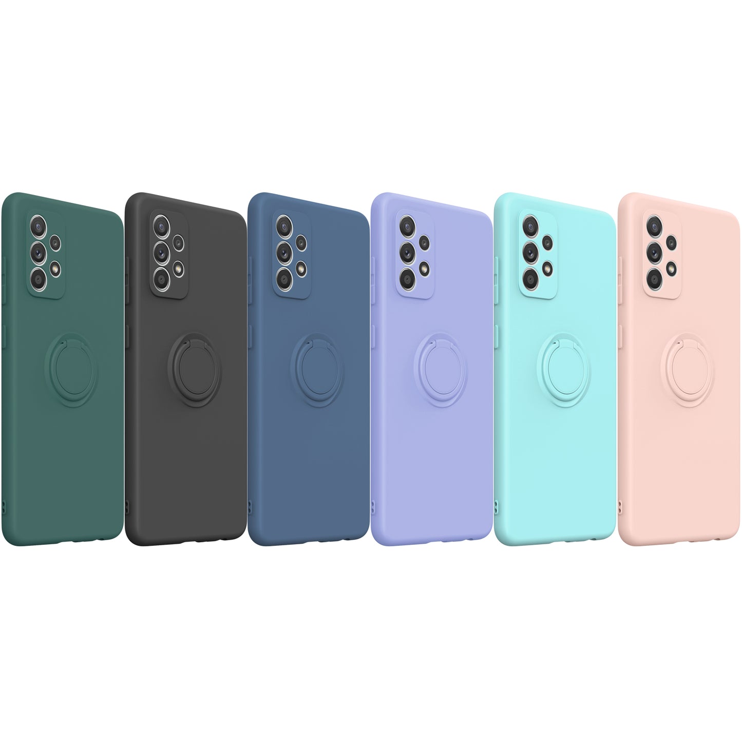 Ring Holder Kickstand Design Liquid Silicone Phone Case with Strap for Samsung Galaxy A52 4G/5G / A52s 5G