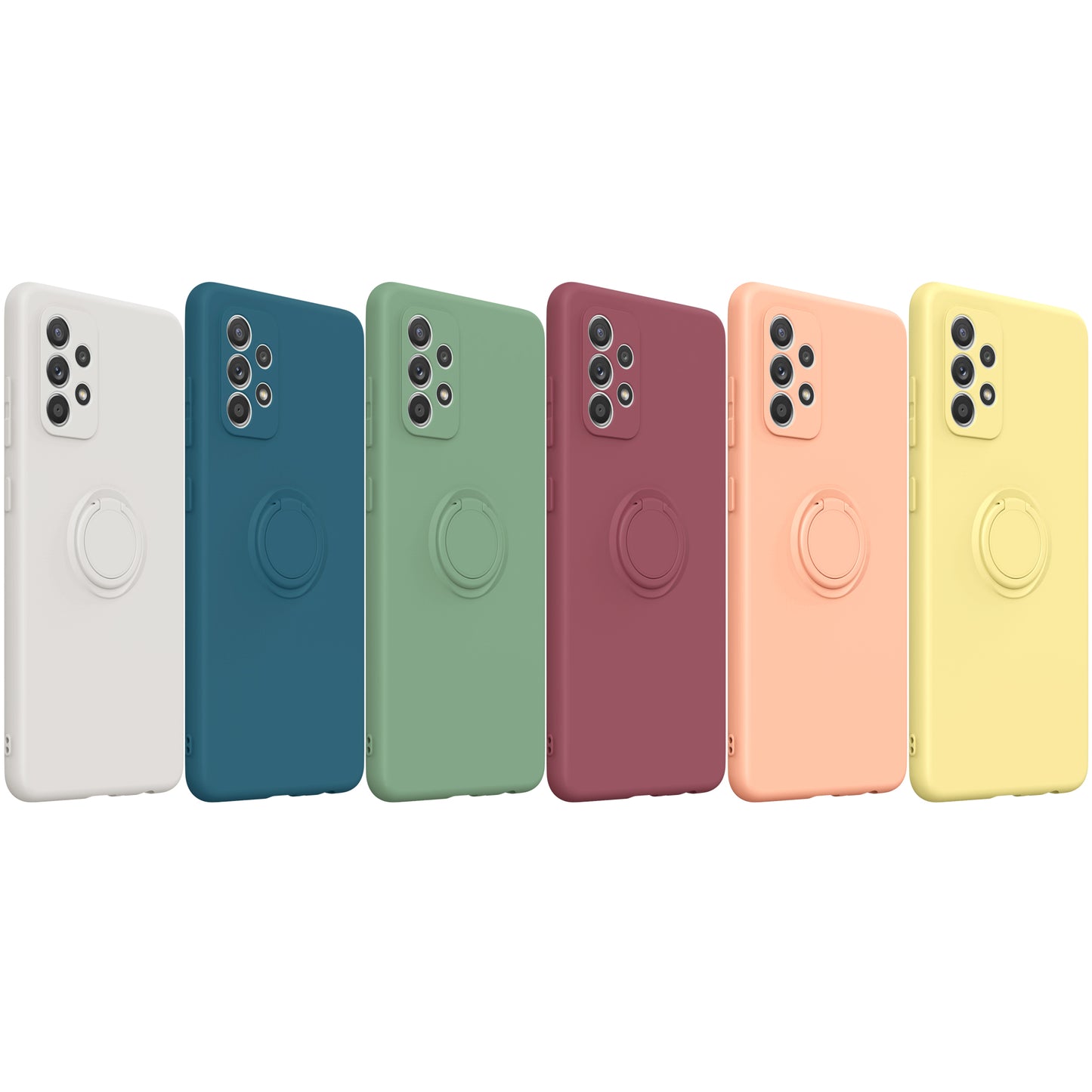 Ring Holder Kickstand Design Liquid Silicone Phone Case with Strap for Samsung Galaxy A52 4G/5G / A52s 5G